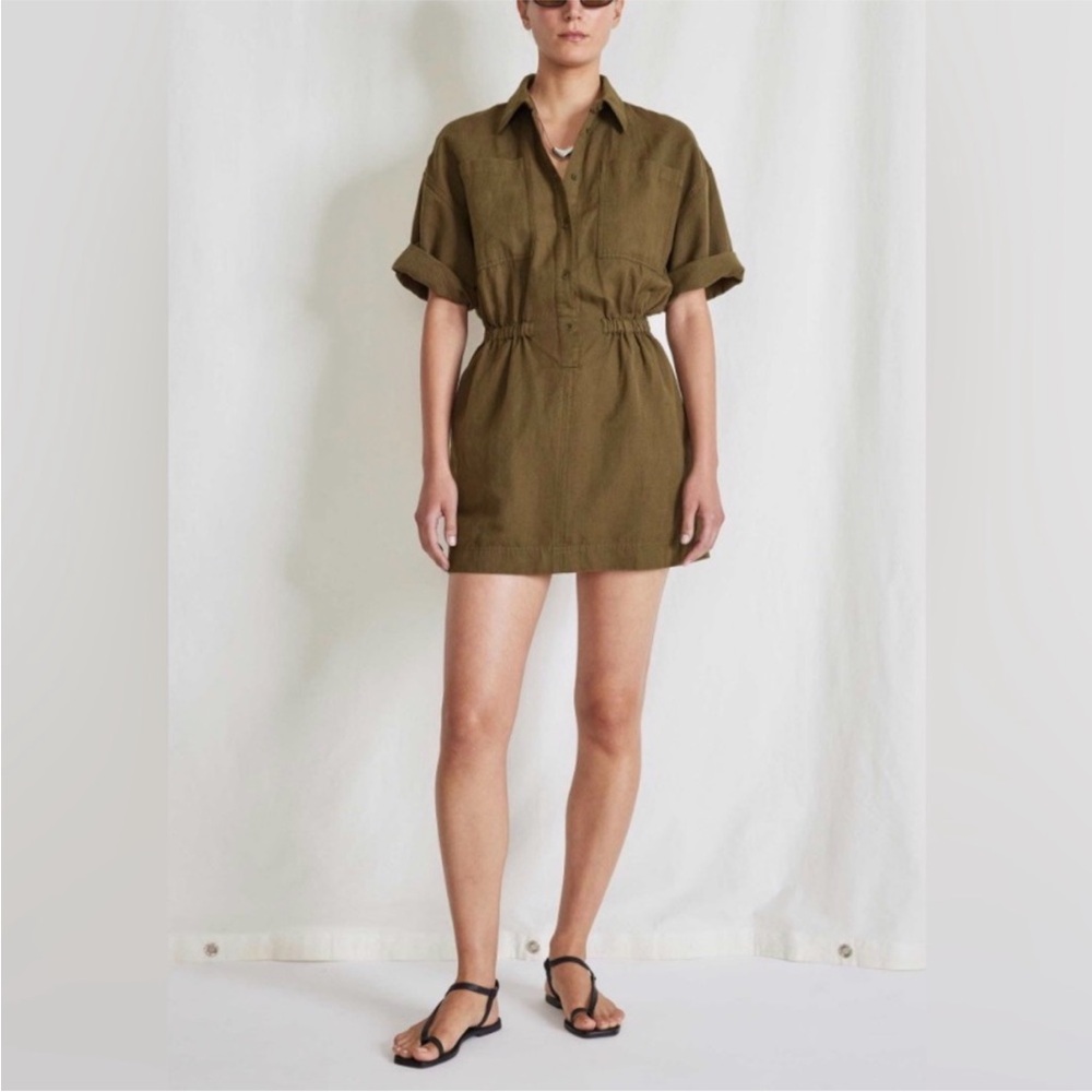 Apiece Apart Olive Green Short Shirt Dress